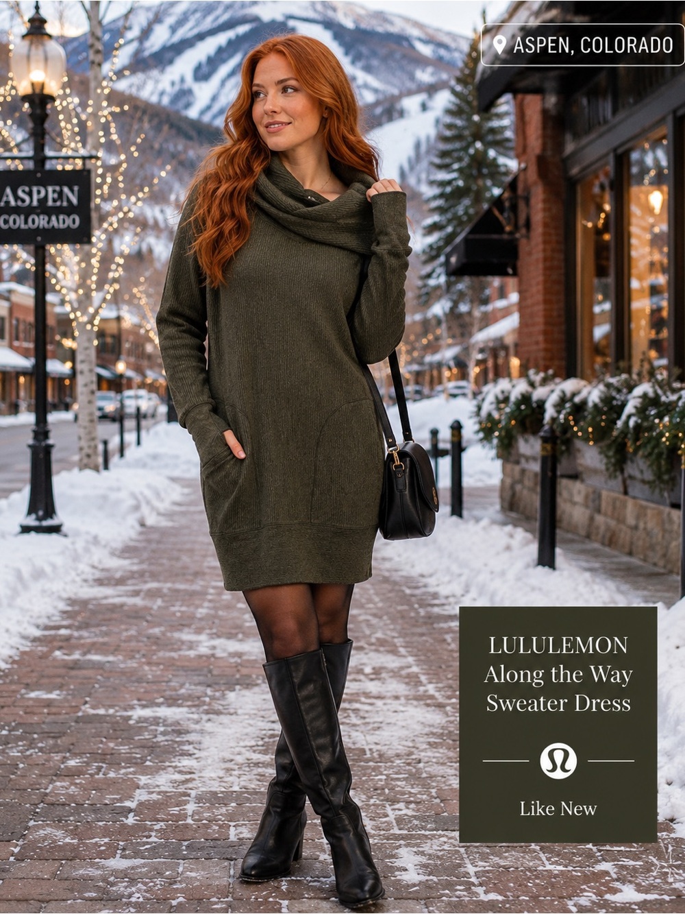 Lululemon Along the Way Dress Heathered Dark Olive